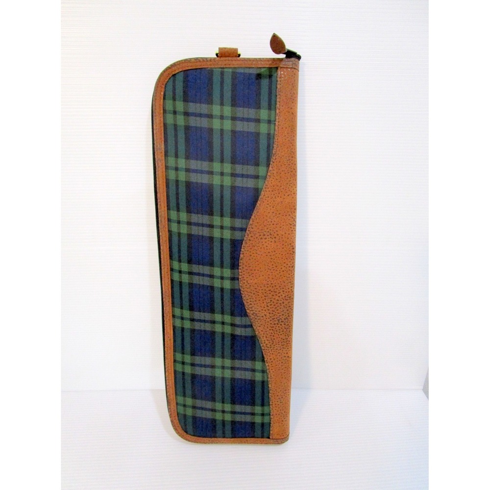 Vintage Neck Tie Holder Travel Case Plaid Compartment Organizer Hanging Storage - Picture 2 of 4